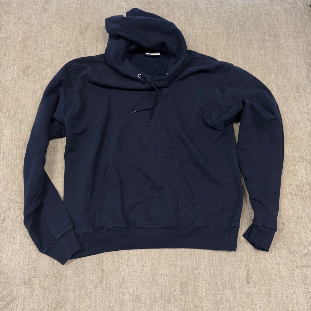Champion Eco Authentic Navy Blue Pullover Hoodie Mens Medium S700 Solid Fleece